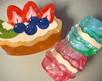 Bakery Claw Clips Fruit Tart and Macarons