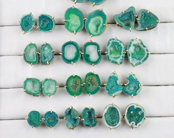 agate geode druzy studs gold prong 70% OFF