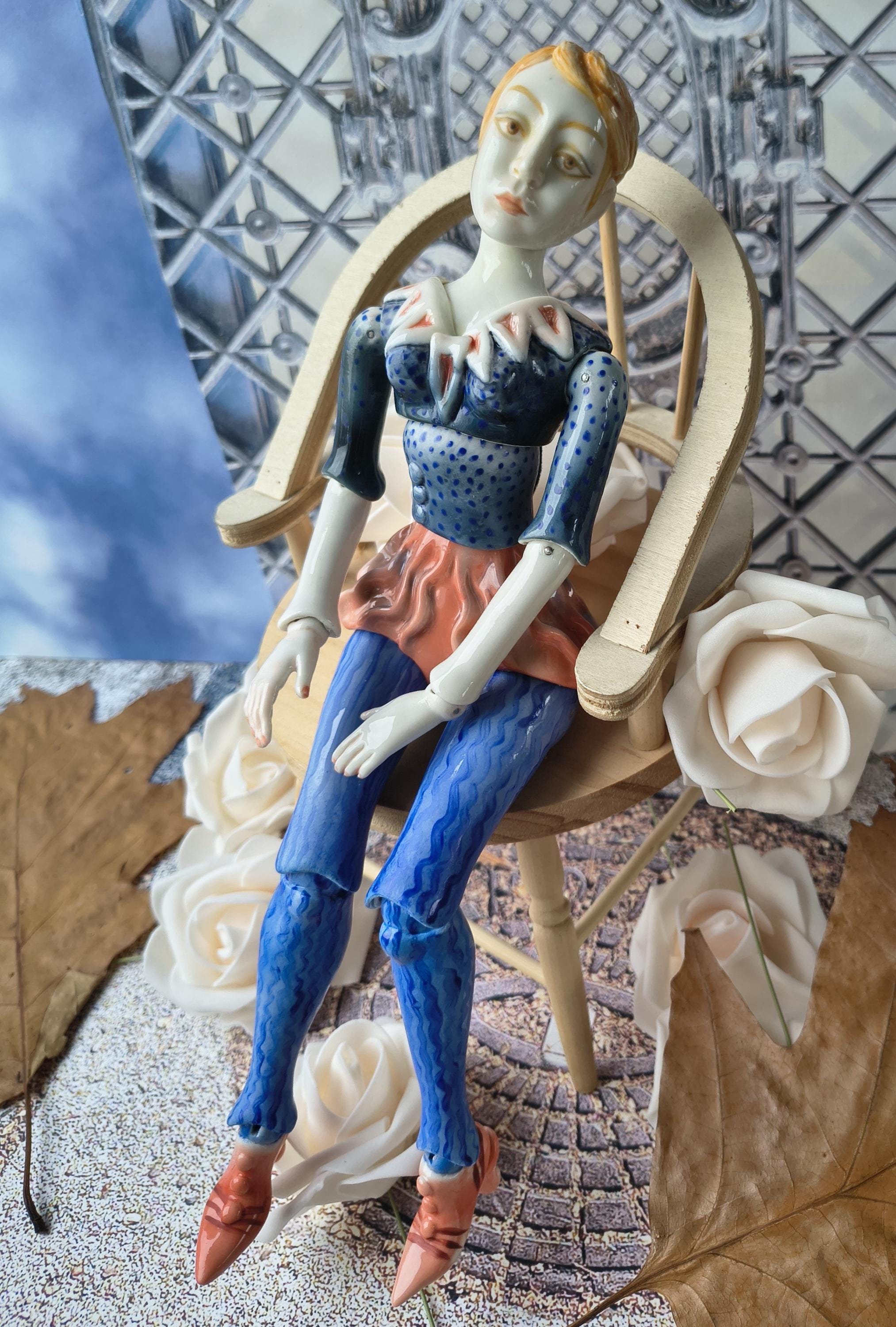 Porcelain Art Doll – Androgynous Poetic Marionette • Hand-sculpted 