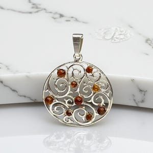 Baltic Amber & 925 Sterling Silver Swirl Pendant Jewelry For Women
