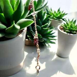 Women&#39;s Small Charm Bracelet with Purple and Cubic Zirconia Accents