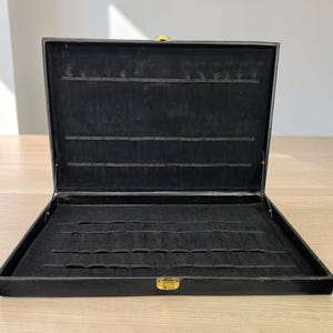 Vintage Black Silverware Case With Gold-Tone Clasp & Velvet Interior