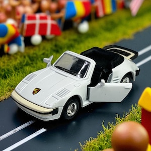 Porsche 911 Turbo Flat Nose Cabriolet Diecast Model 1/36 Scale White from 1980s