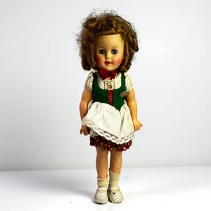 Vintage 1960s Shirley Temple Ideal Doll 14&quot; Toy Collectible In Red Outfit