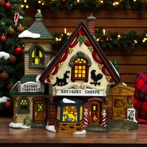 Santas Workbench Corner Cupboard Antiques Lighted Christmas Building From 1999