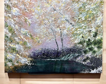 Winter Twilight - Original Landscape Acrylic Painting In Size  6" x 8"