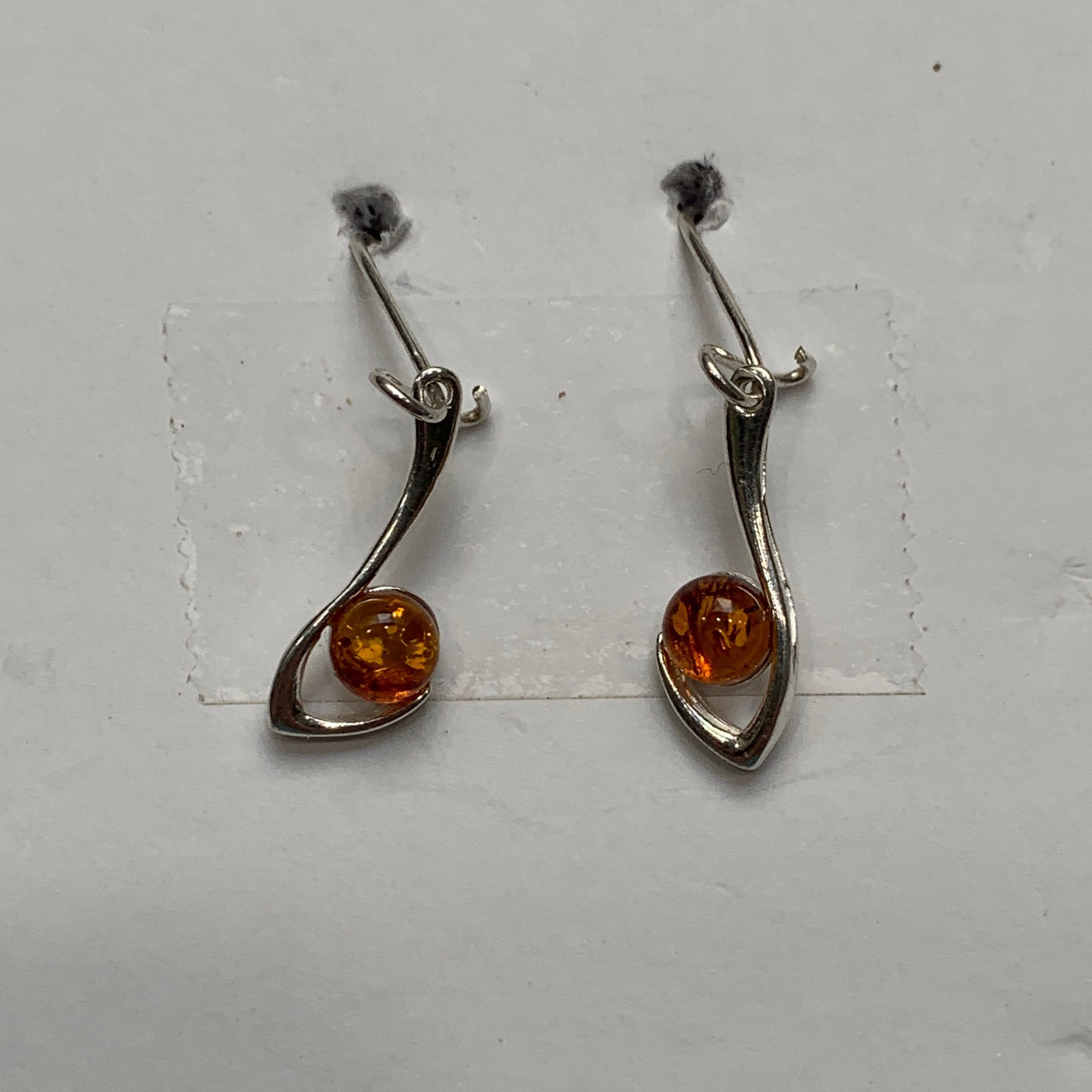 Amber and Silver Earrings Unique Drop Dangle BOTW Fine Etsy