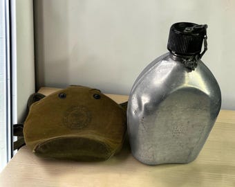 Vintage 1940s US Boy Scouts Aluminum Canteen With Canvas Cover & Strap