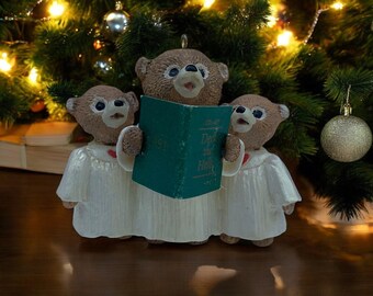 Glee Club Bears Hallmark Tender Touches Keepsake Christmas Ornament - 1991