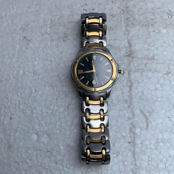 Cyma Oceana 18K GP Black Luminous Dial Swiss Quartz Men's Watch