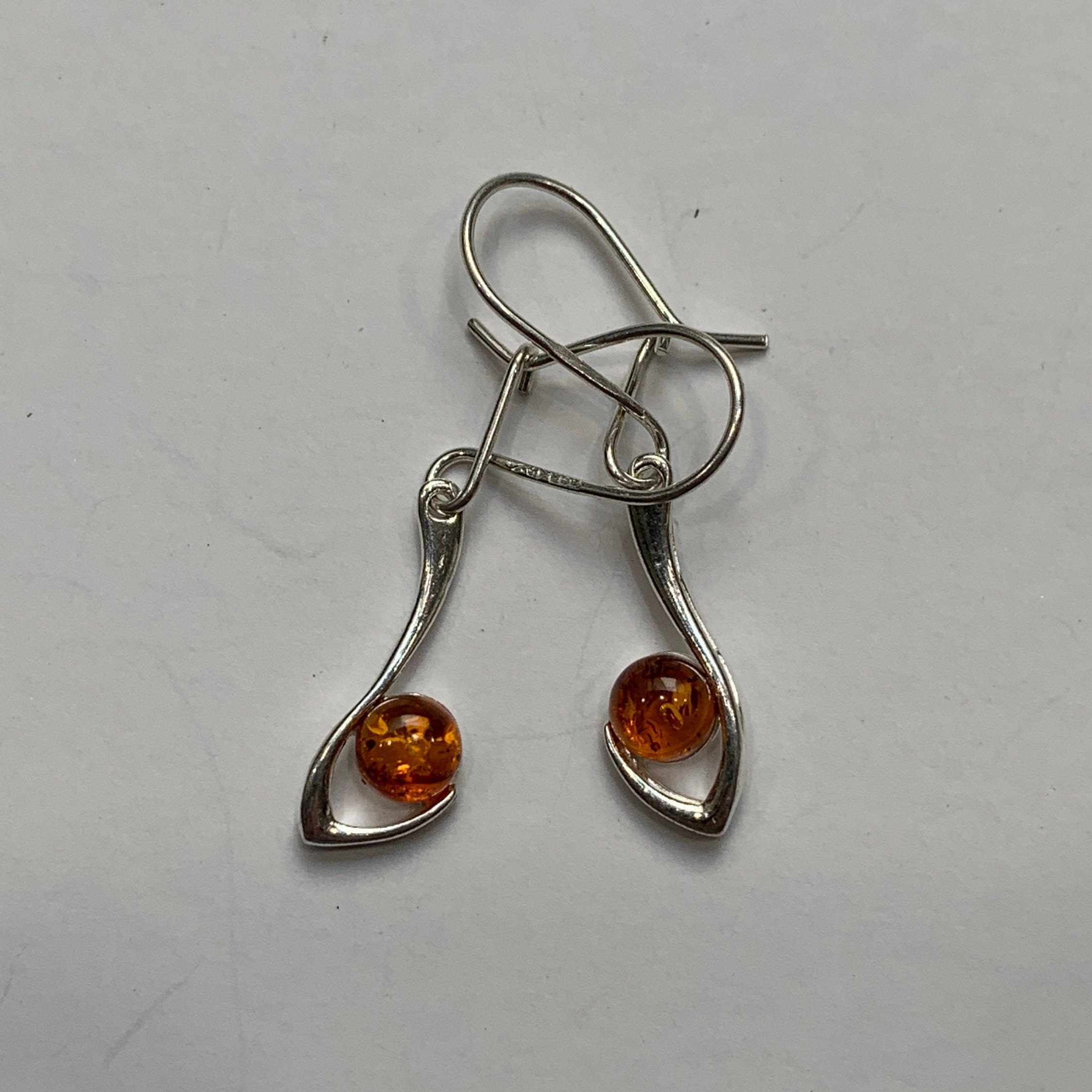 Amber and Silver Earrings Unique Drop Dangle BOTW Fine Etsy