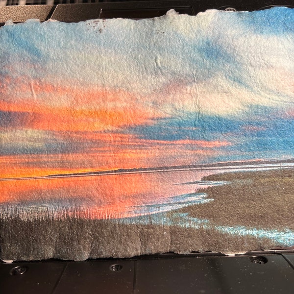 Scrumptious Sunset on Handmade Paper