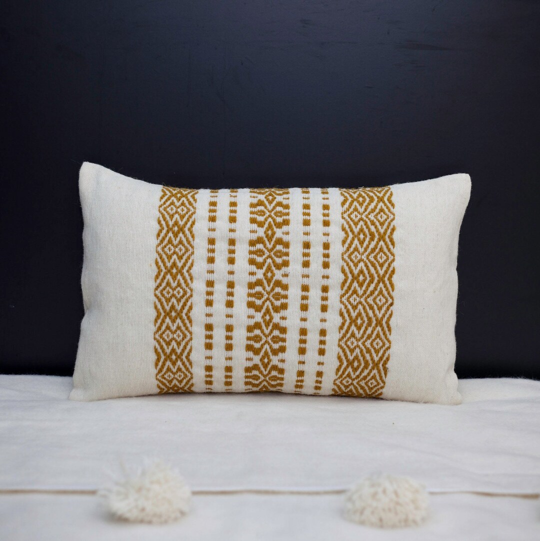 Unique Mustard Pillow Cases Wool Handwoven Design Etsy