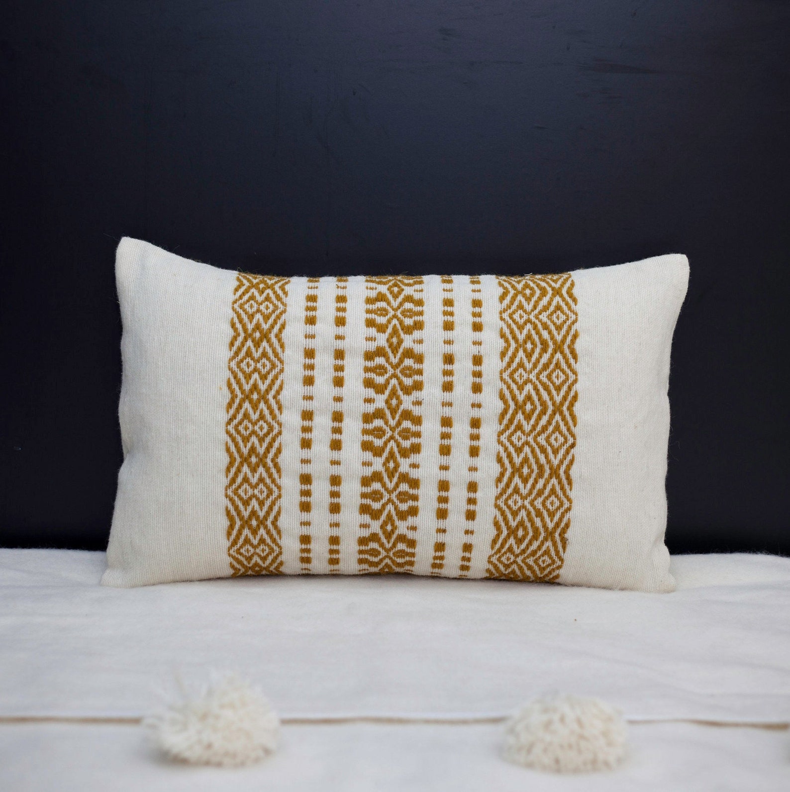 Unique Mustard Pillow Cases Wool Handwoven design Etsy