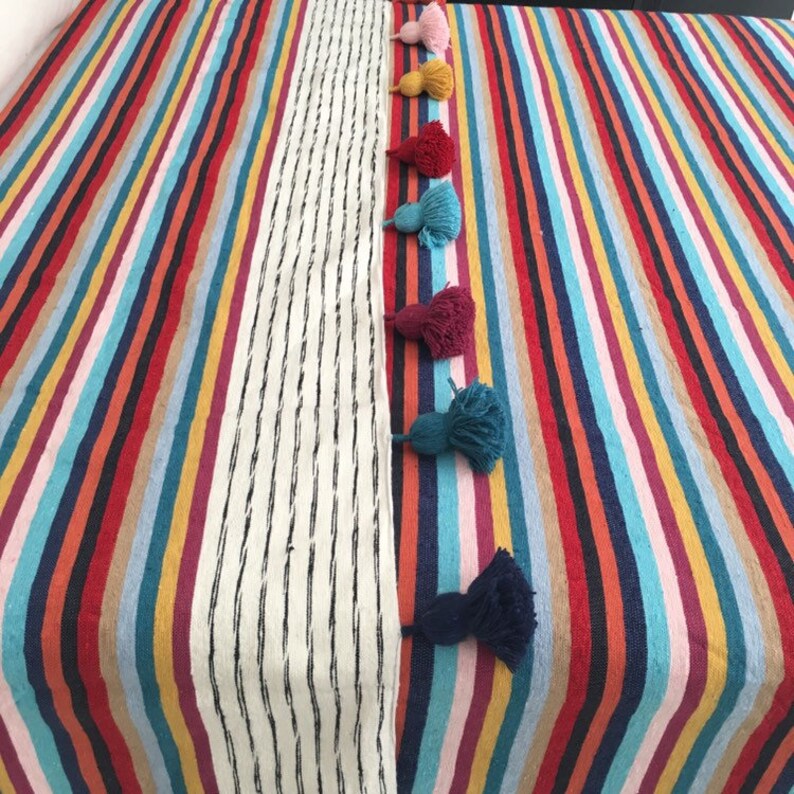 Colorful Moroccan Pom Pom Throw Blanket with Tassels Duvet Etsy