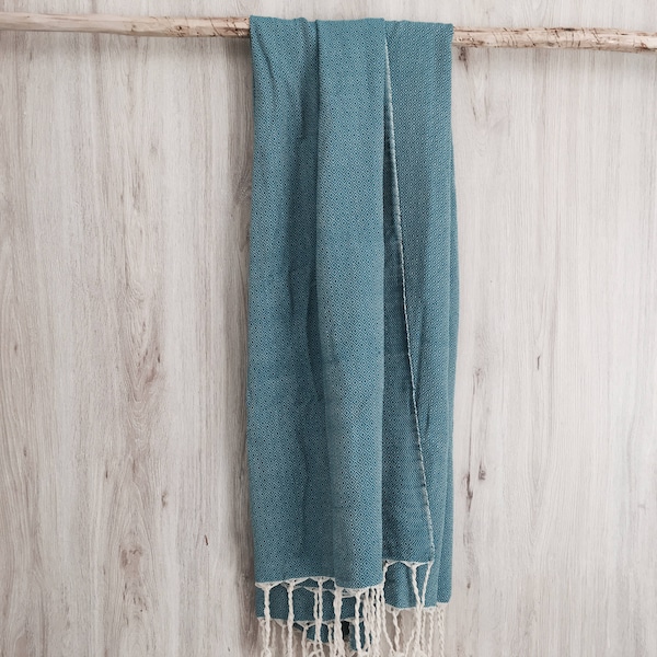 Turqoise Blue/Black Moroccan Hammam Towels, Thickest Cotton Towel, Beach Towel, Bath Towel, Spa Towel, Fouta, Quick Dry. High Quality cotton