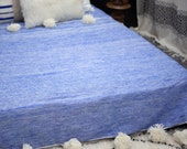 Majorelle Blue Blanket with Tassels, Duvet Cover Blanket , Hand Woven Wool ,Sofa Couch Throw