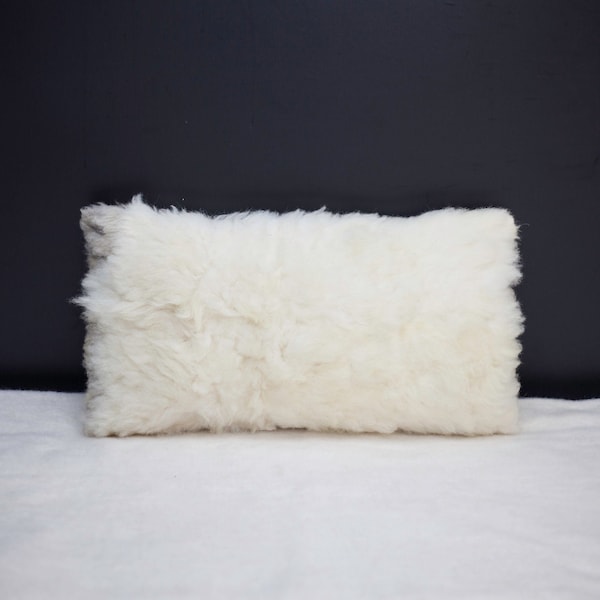 Natural Sheep skin pillow , Lamb Fur Pillow, Fluffy Wool Pillow Cover, Luxurious Moroccan Handmade Pillow Case