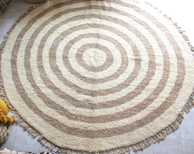 Featured listing image: handmade Moroccan Berber Wool Rug - Artisan Handwoven Home Accent - round rug