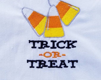 Trick Or Treat Tea TowelHalloweenCandy CornHousewarming GiftKitchen DecorPersonalizedSoft Absorbent
