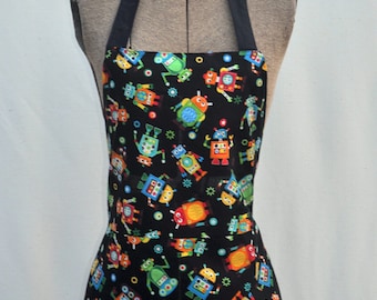 Child apron, robot print