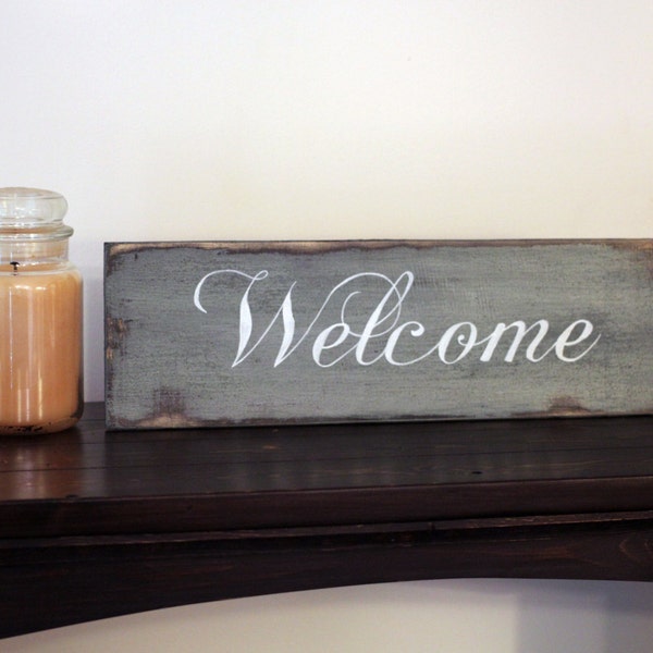 Welcome Sign, Rustic Handmade Sign