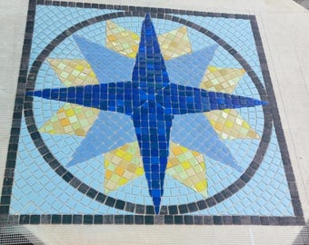 Compass rose pool mosaic on net to order