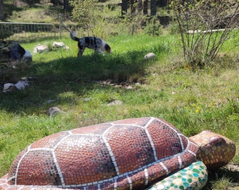 Tortue de mer en mosaïque-sculpture de jardin en mosaïque