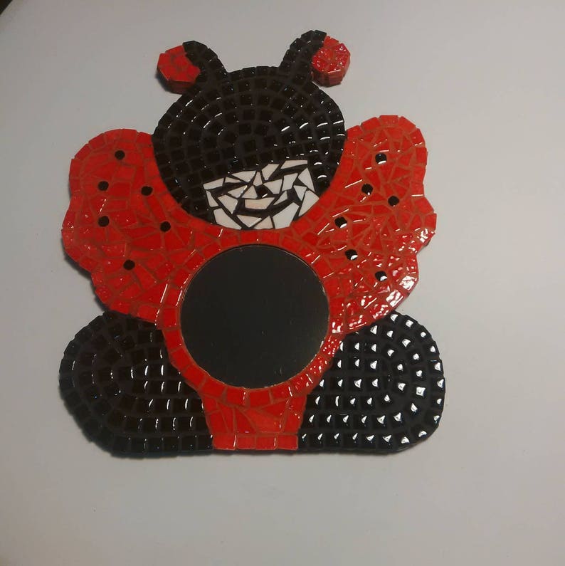 Mosaic beetle mirror-enamels of micro mosaic-red and black briare