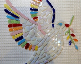 mosaique sur filet motif colibri