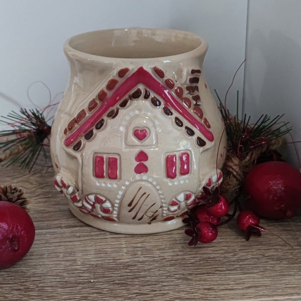 Gingerbread house mug - gingerbread barley sugar mug - hot chocolate mug - Christmas mug -