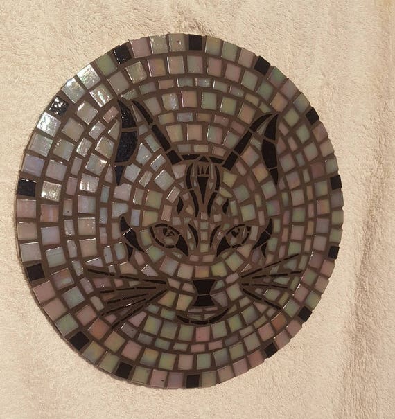 Tete De Chat Mosaique Nacre Forme Ronde Etsy