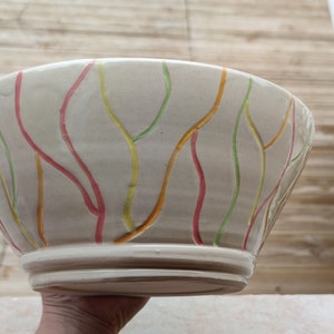 Multicolored artisanal ceramic salad bowl - spring salad bowl