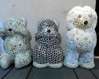 Mosaic Bears of Wisdom See Nothing, Say Nothing, Hear Nothing