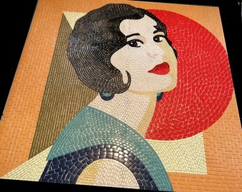 Fresco de mosaico de mujer Art Déco -