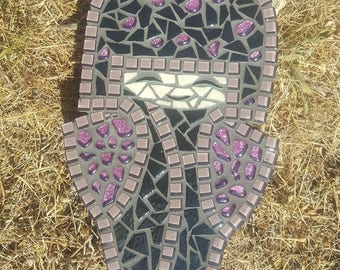 Little Japanese doll in purple and black mosaic
