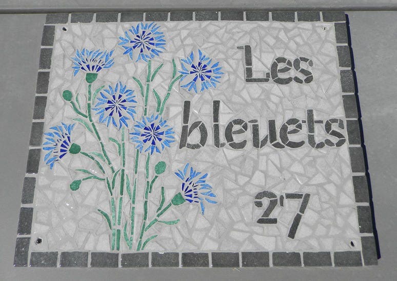 Plaque de Maison Rue Les Bleuets en Émaux Briare sur Commande