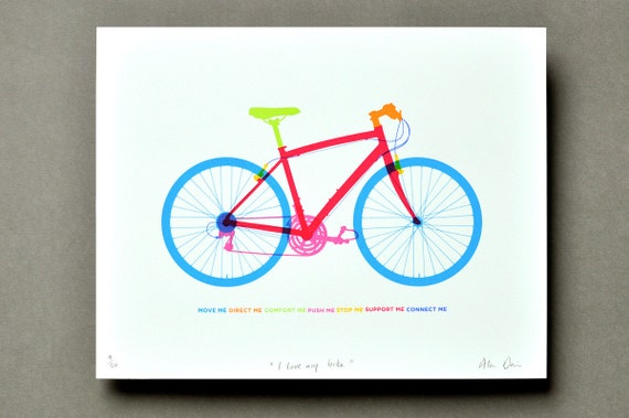 Ich liebe mein Fahrrad - Siebdruck - Etsy.de
