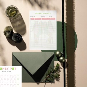 May include: Two printable savings tracker sheets. One sheet is titled "Money Pot Savings Tracker" and features a grid of 36 circles. The other sheet is titled "Savings Tracker" and has a grid of 12 columns and 10 rows. Both sheets are printed on white paper.