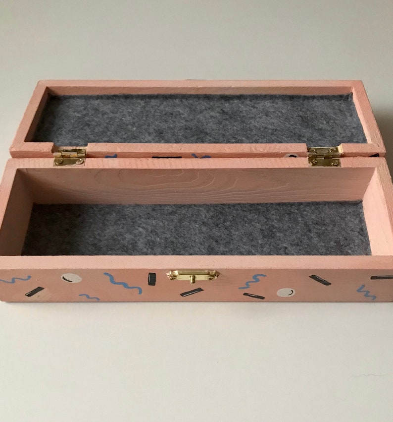 Retro hand painted rectangle wooden box