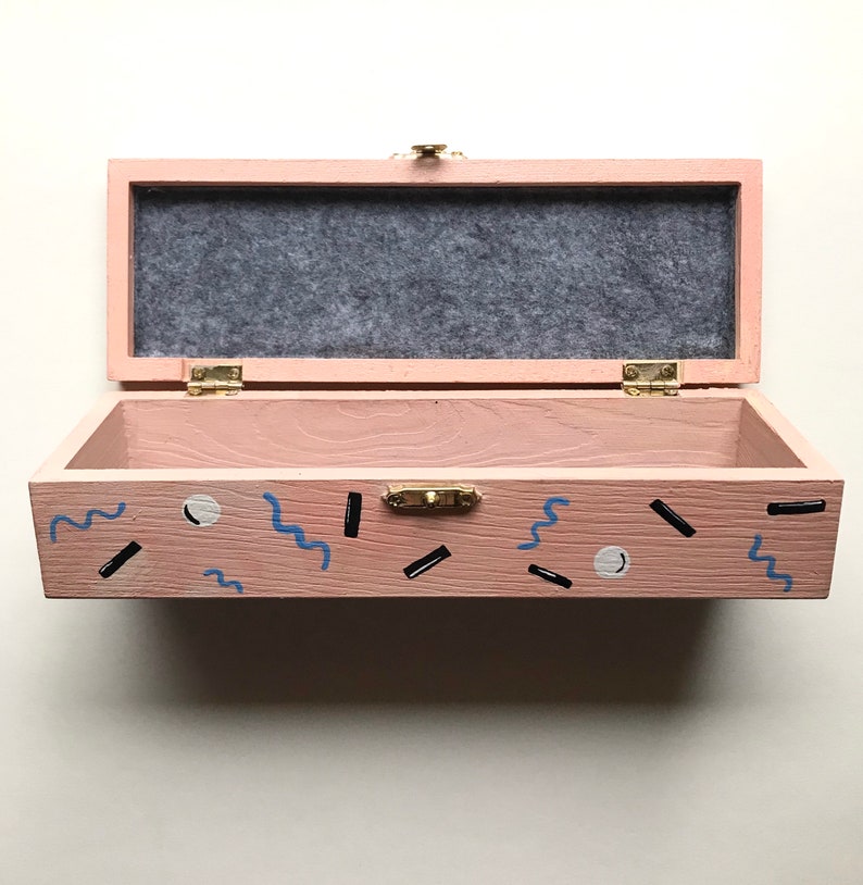 Retro hand painted rectangle wooden box