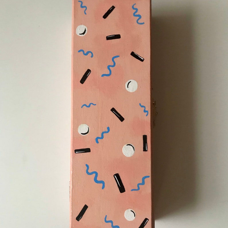 Retro hand painted rectangle wooden box
