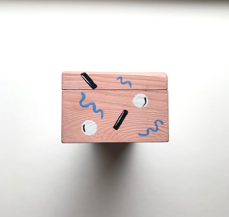 Retro hand painted rectangle wooden box