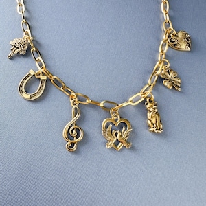 Custom Gold Charm Necklace, Choose Your Charms,  Create Your Own Custom Charm Jewelry