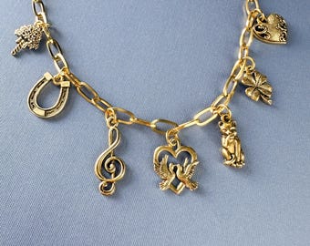 Benutzerdefinierte Gold Charm Halskette, wählen Sie Ihre Charms, erstellen Sie Ihren eigenen benutzerdefinierten Charm Schmuck