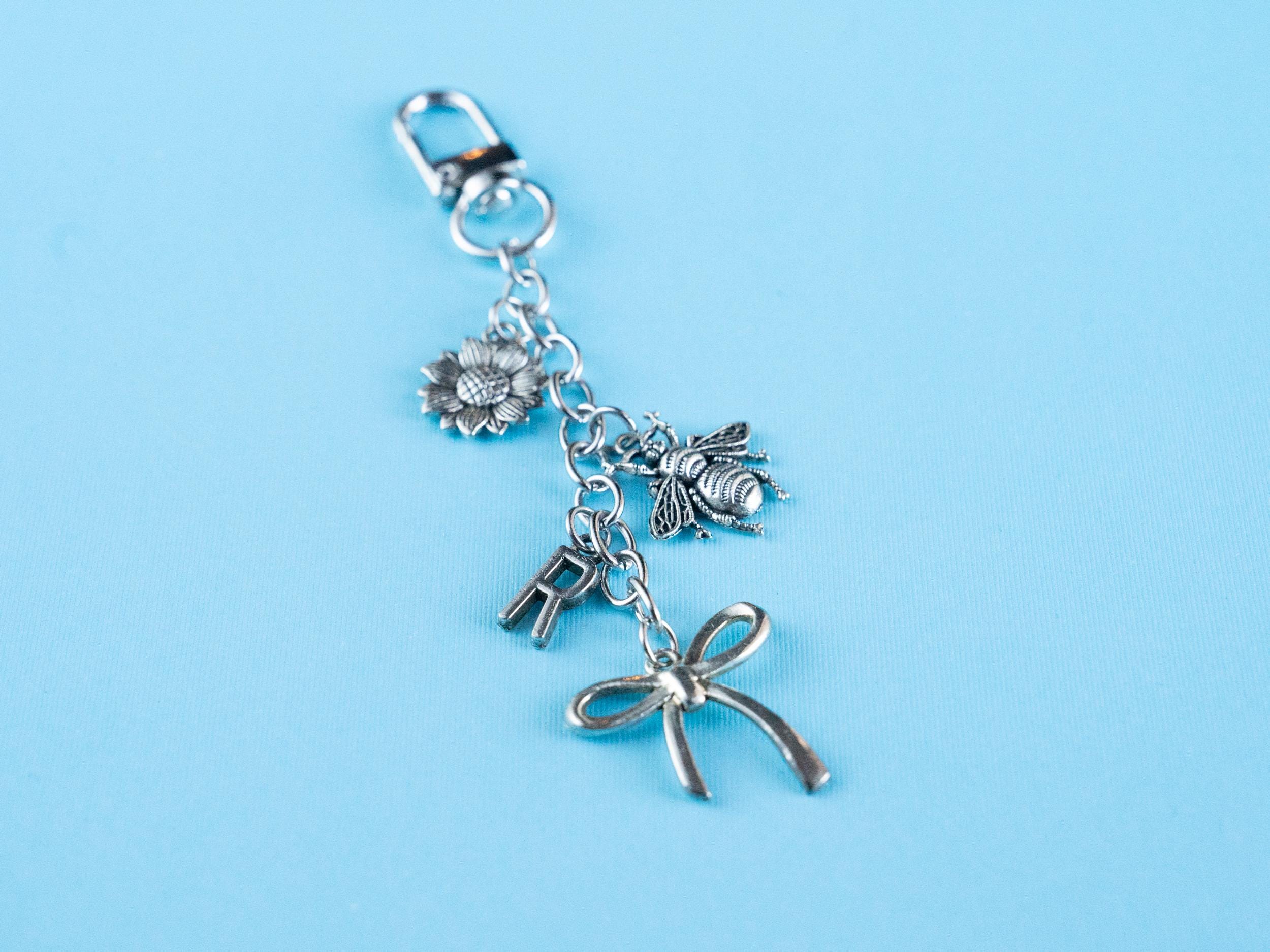 Charm For Keychains Custom Charm Keychain: Personalized Silver Bag Accessory - Etsy