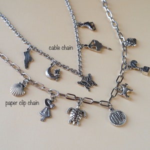 Personalized  Silver Charm Necklace, Choose Your Charms,  Create Your Own Custom Charm Jewelry, Design Your Own Charm Necklace