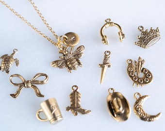 Benutzerdefinierte Gold Charm Halskette, wählen Sie Ihre Charms, erstellen Sie Ihren eigenen benutzerdefinierten Charm Schmuck