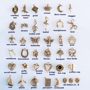 Individual Gold Charms for Charm Jewelry