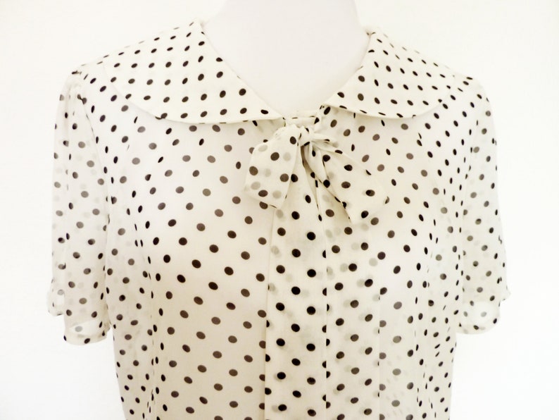 Transparent Chiffon Blouse Tunika Shirt Blouse Chiffon Peter Pan Collar creme Steampunk Lolita Look 42 M L